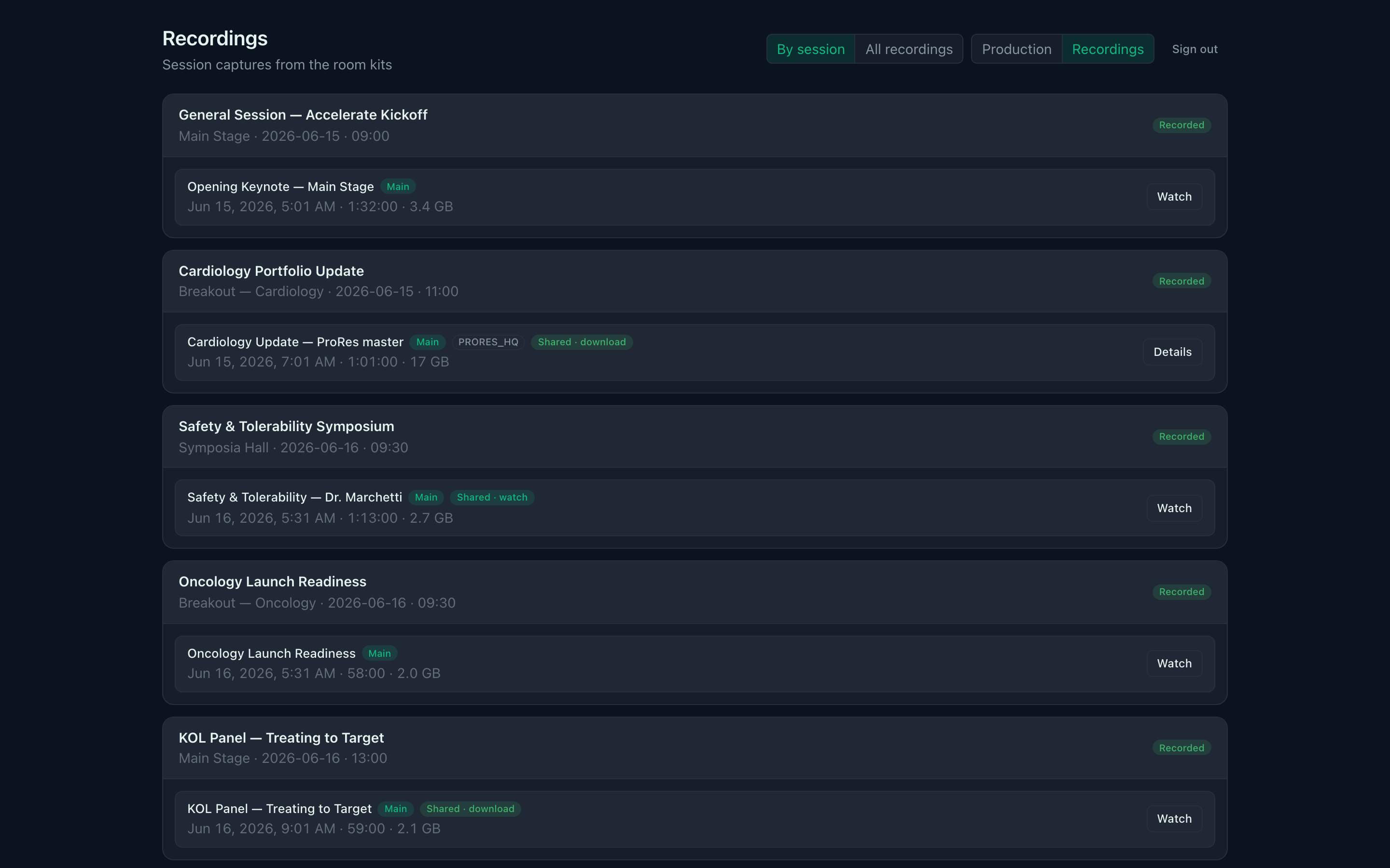 Recordings — auto-named & filed